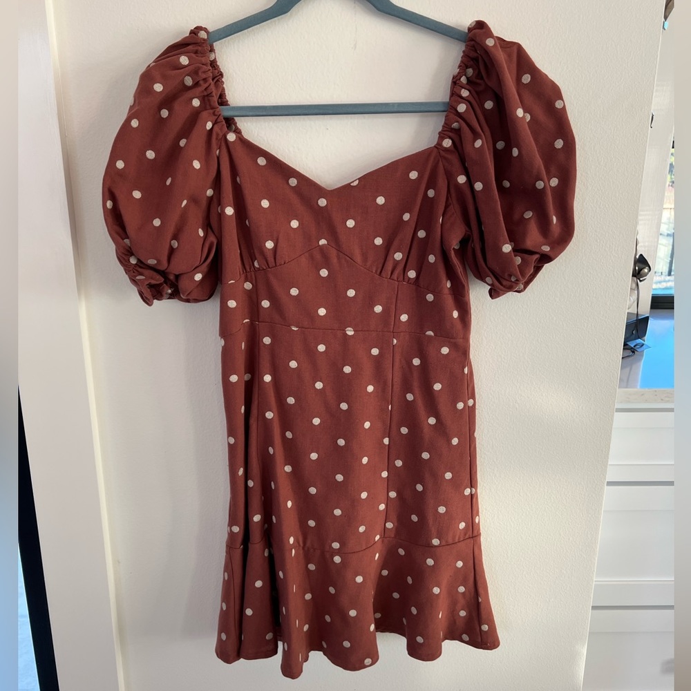 By Together Puff Sleeve Polka Dotted Dress